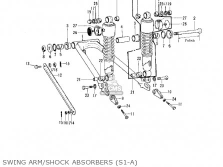 SWING ARM/SHOCK ABSORBERS (S1-A) - S1A MACH I 1973 USA CANADA