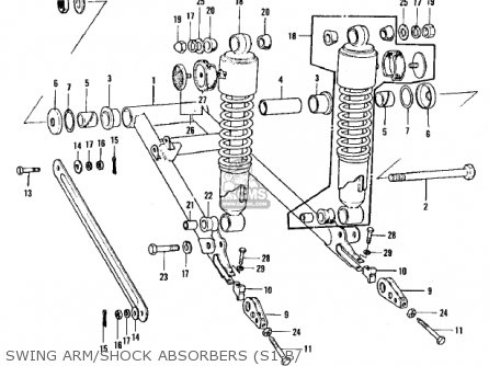 SWING ARM/SHOCK ABSORBERS (S1-B/ - S1A MACH I 1973 USA CANADA