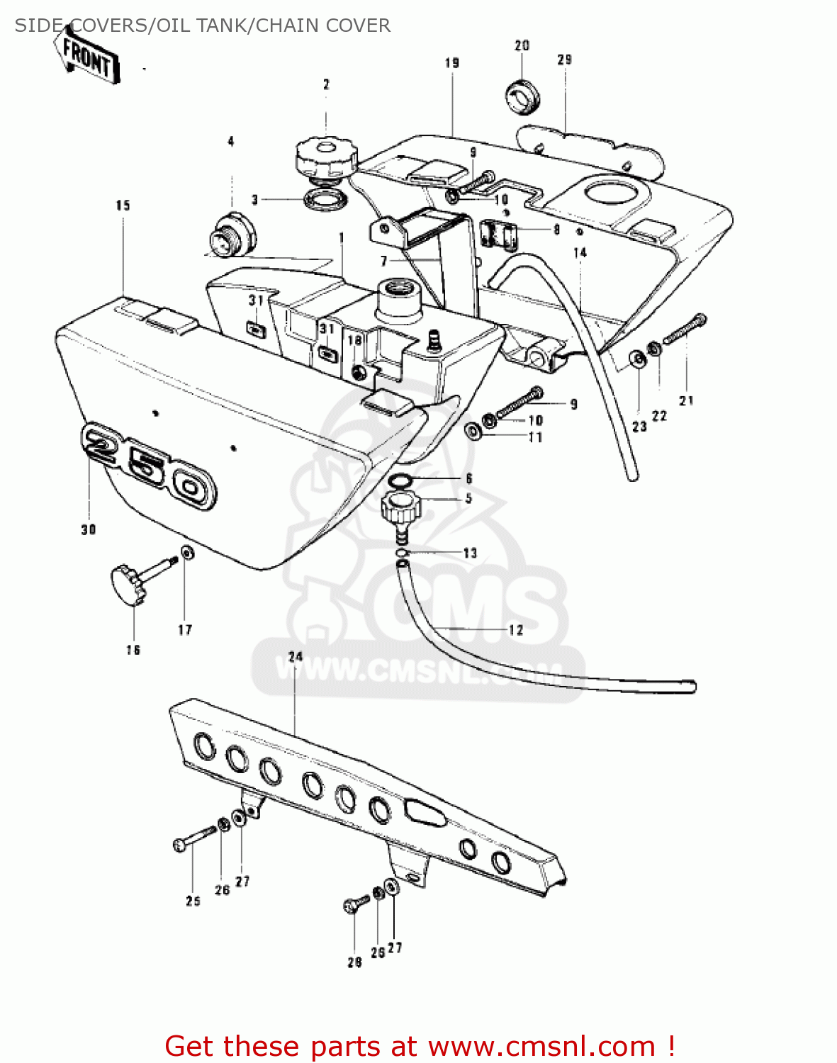 SIDE COVERS/OIL TANK/CHAIN COVER S1B MACH I 1974 USA CANADA