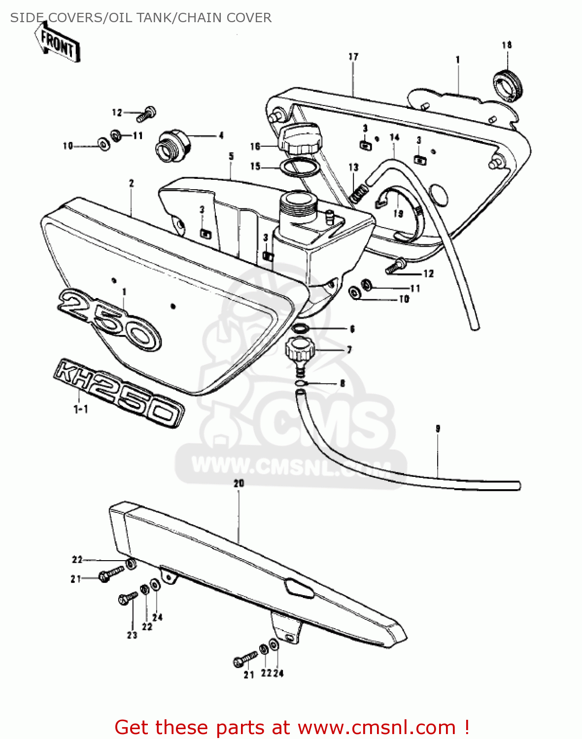 SIDE COVERS/OIL TANK/CHAIN COVER S1B MACH I 1974 USA CANADA