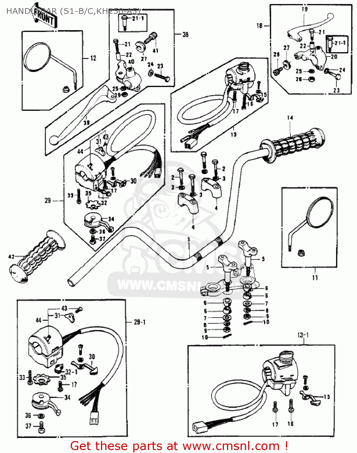 HANDLEBAR (S1-B/C,KH250-A5) S1B MACH I 1974 USA CANADA