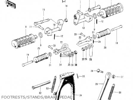 FOOTRESTS/STANDS/BRAKE PEDAL - S1B MACH I 1974 USA CANADA
