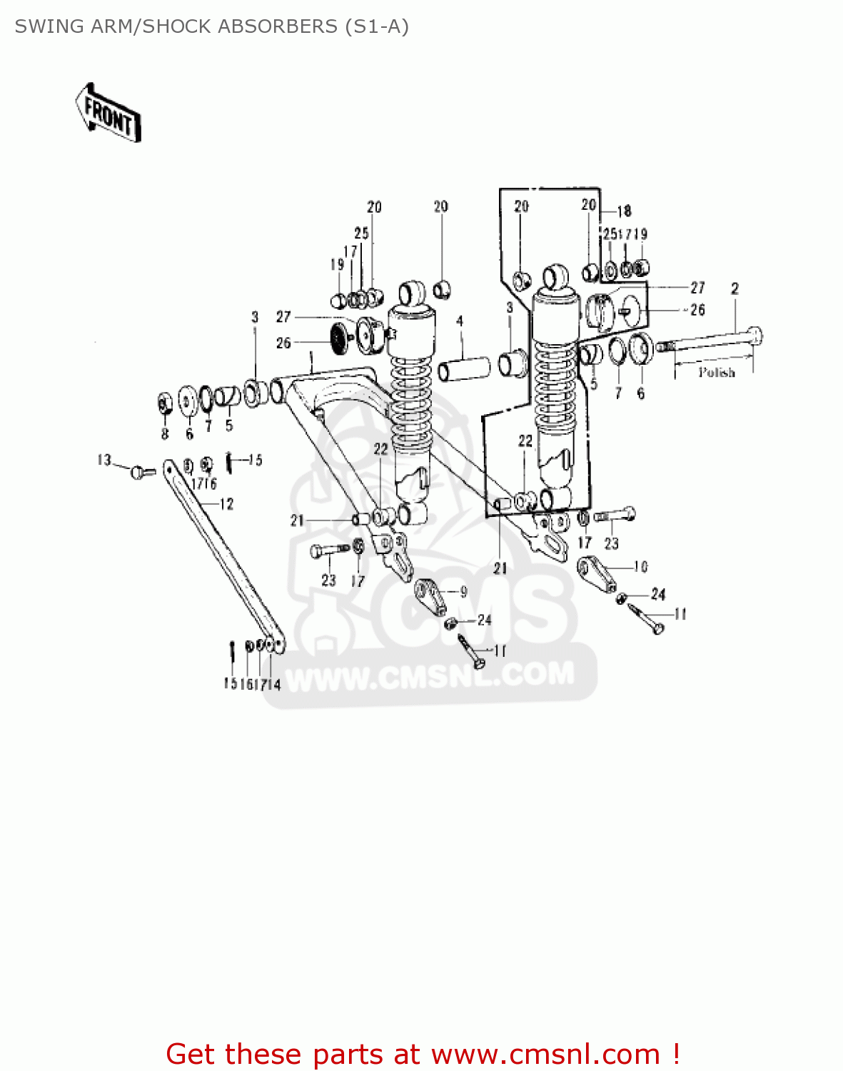 SWING ARM/SHOCK ABSORBERS (S1-A) S1C MACH I 1975 USA CANADA