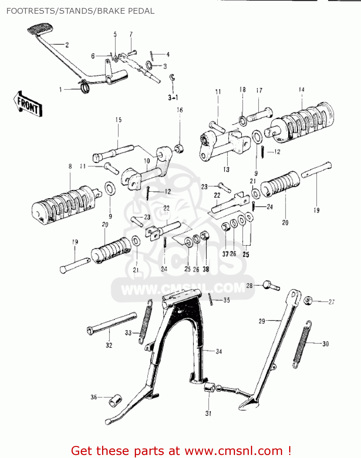 FOOTRESTS/STANDS/BRAKE PEDAL S1C MACH I 1975 USA CANADA