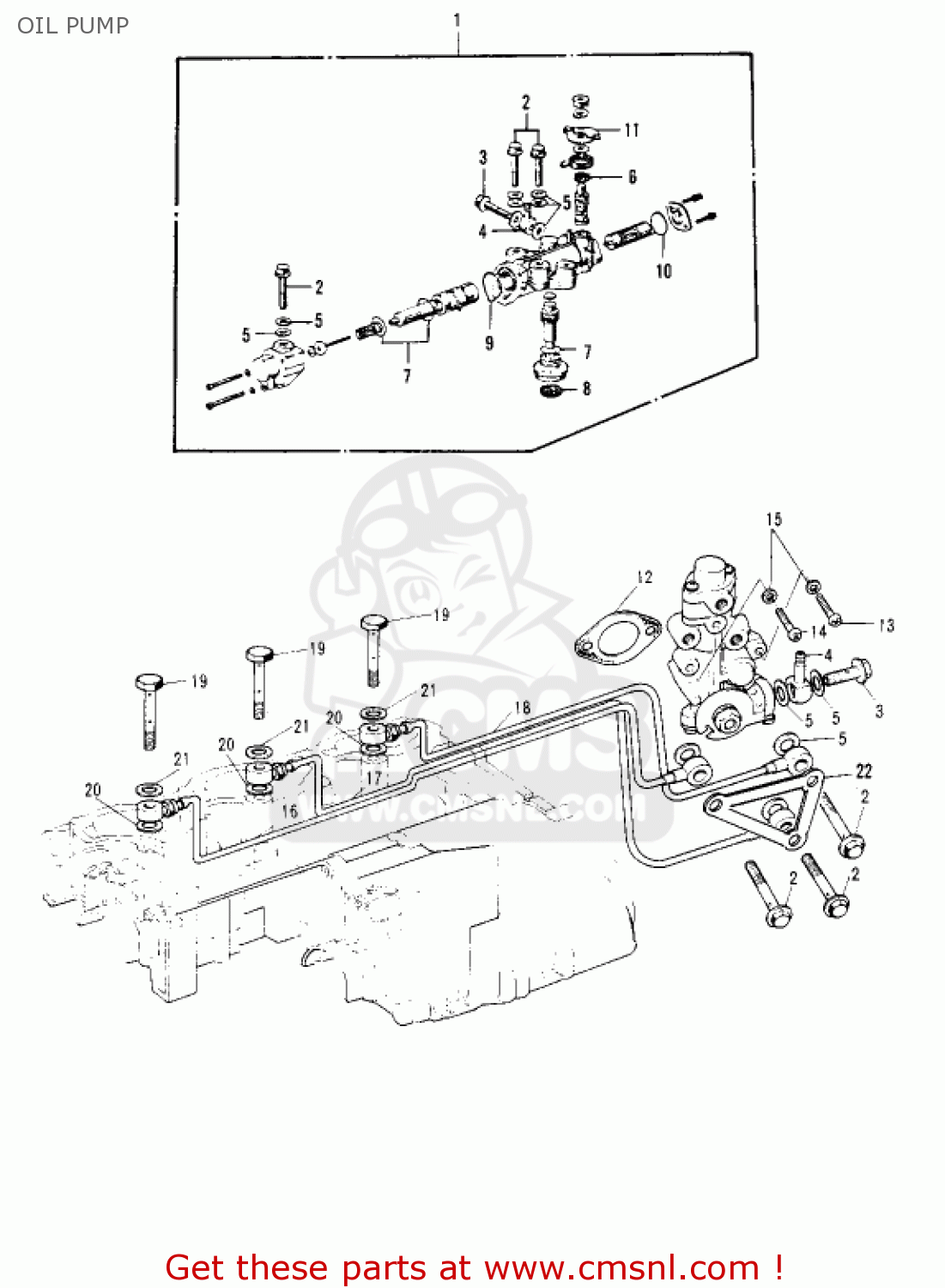Kawasaki S2 MACH II 1972 USA OIL PUMP buy original OIL PUMP spares online