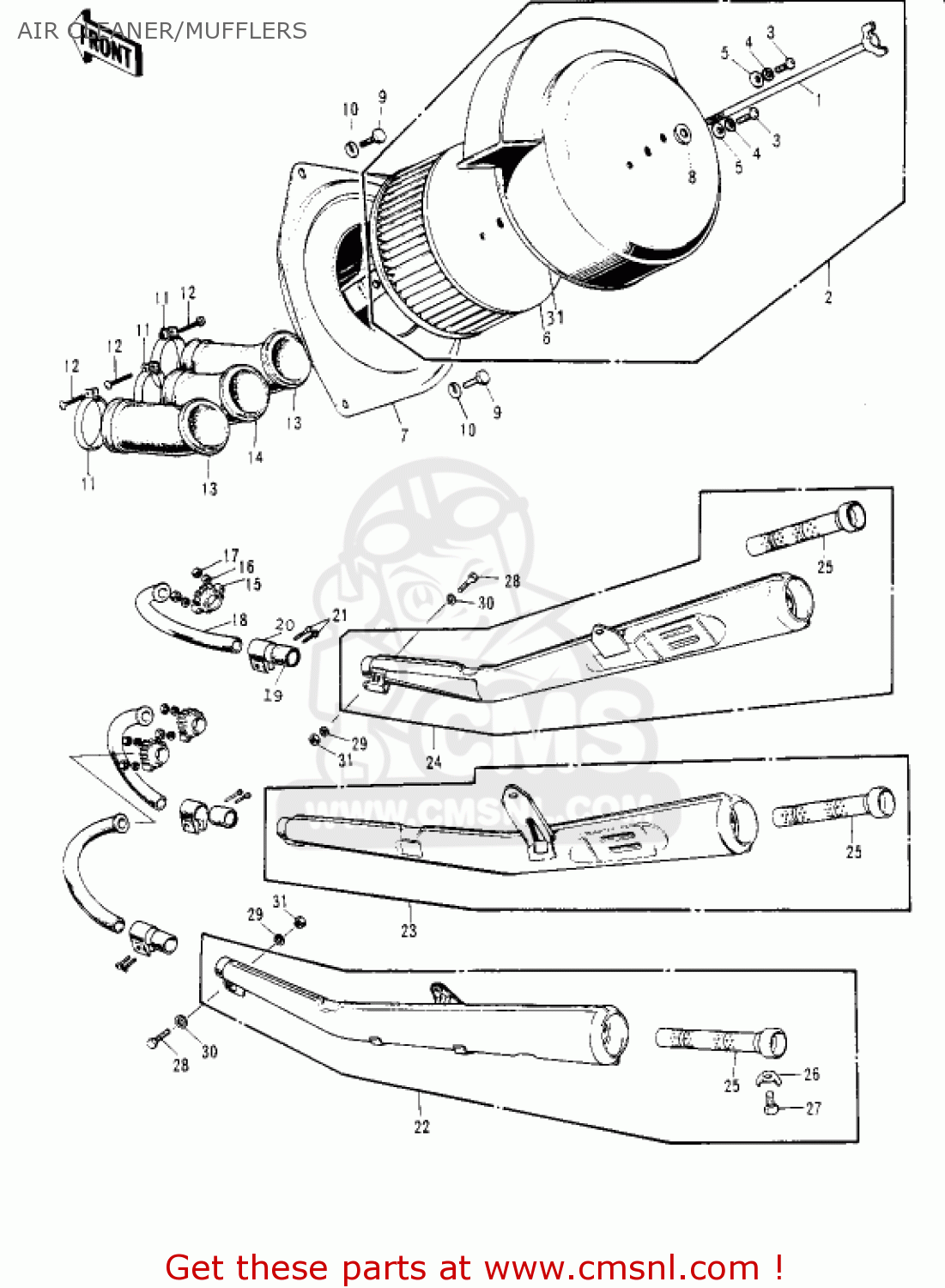 AIR CLEANER/MUFFLERS S2 MACH II 1972 USA