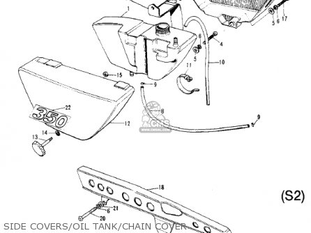 SIDE COVERS/OIL TANK/CHAIN COVER - S2 MACH II 1972 USA