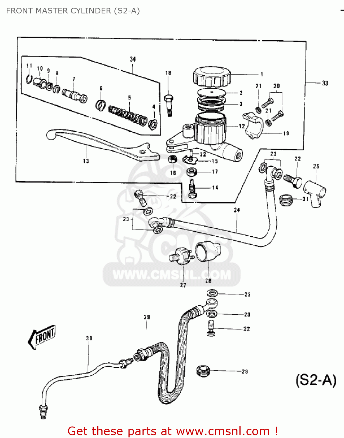 FRONT MASTER CYLINDER (S2-A) S2A MACH II 1973 USA