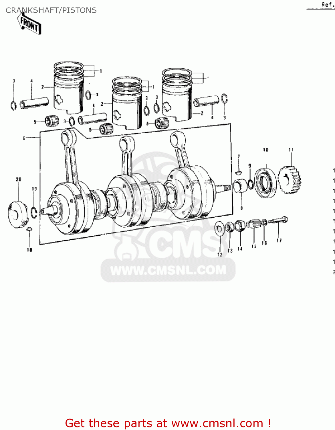 CRANKSHAFT/PISTONS S2A MACH II 1973 USA
