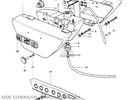 SIDE COVERS/OIL TANK/CHAIN COVER - S2A MACH II 1973 USA