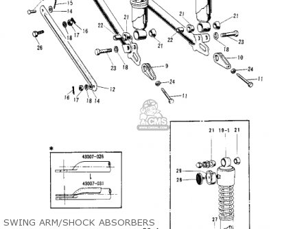 SWING ARM/SHOCK ABSORBERS - S2A MACH II 1973 USA