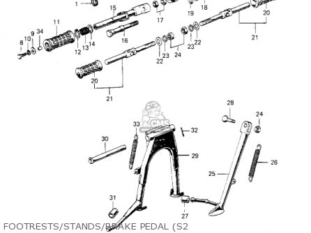 FOOTRESTS/STANDS/BRAKE PEDAL (S2 - S2A MACH II 1973 USA
