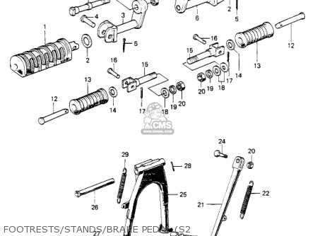 FOOTRESTS/STANDS/BRAKE PEDAL (S2 - S2A MACH II 1973 USA