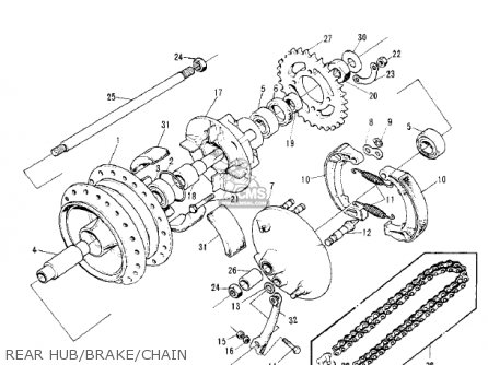 REAR HUB/BRAKE/CHAIN - S2A MACH II 1973 USA