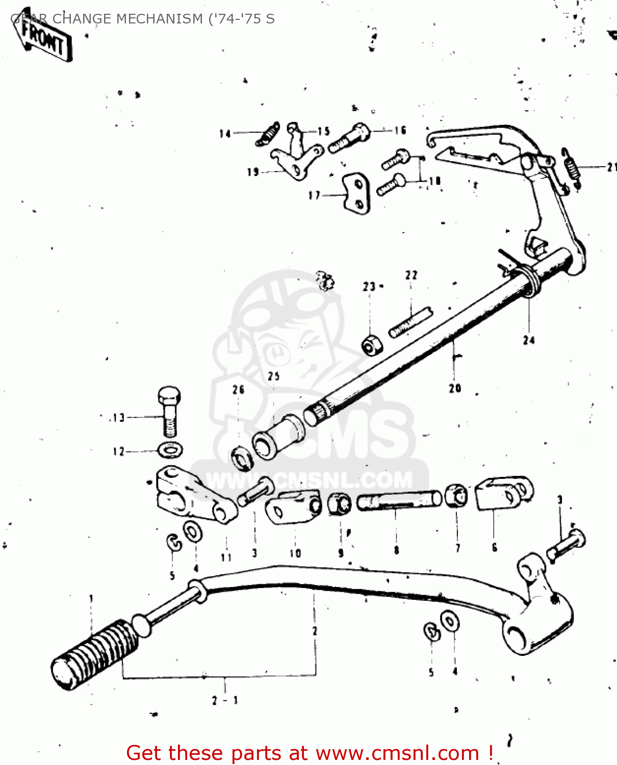 GEAR CHANGE MECHANISM ('74-'75 S S3 MACH II 1974 USA CANADA