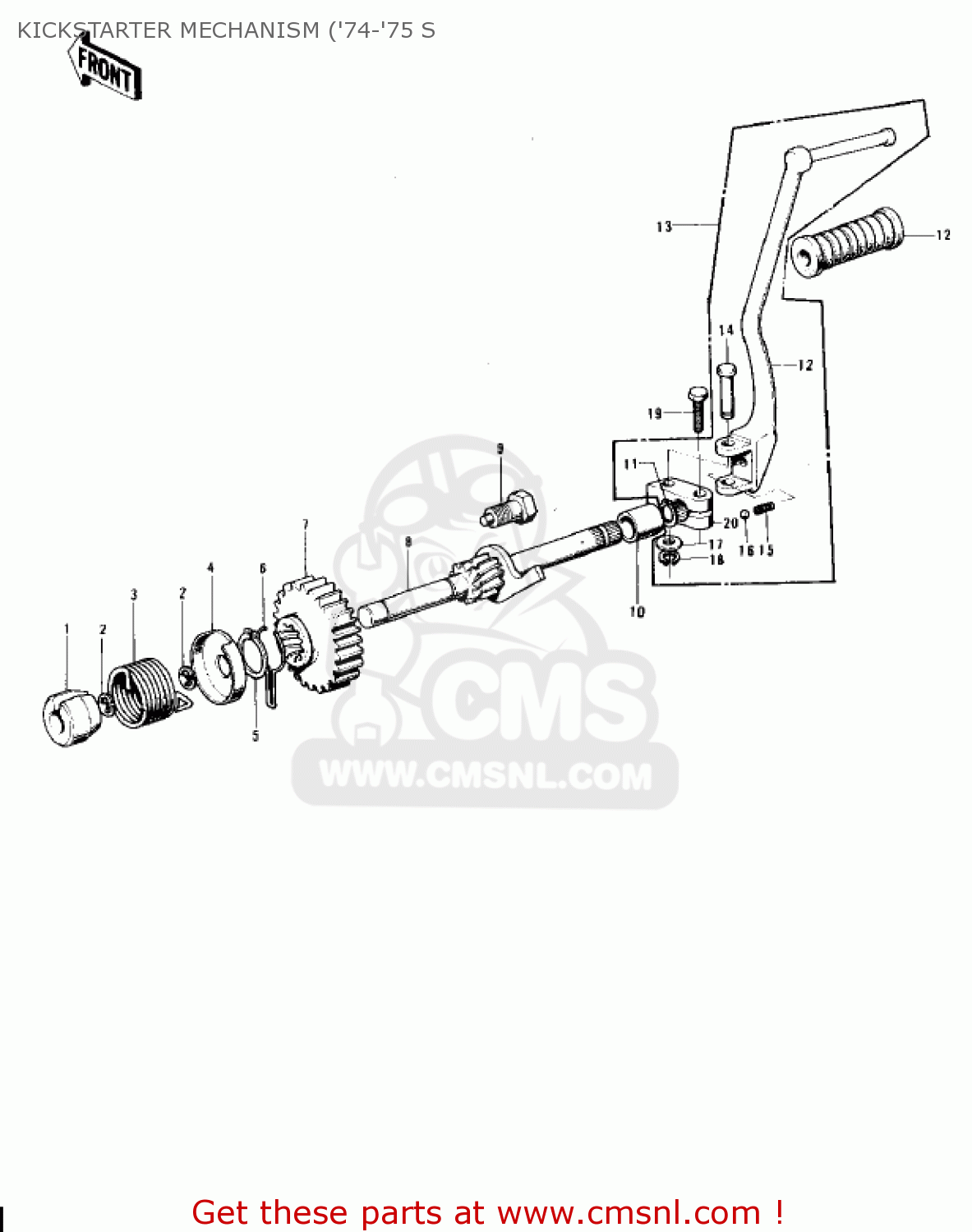 KICKSTARTER MECHANISM ('74-'75 S S3 MACH II 1974 USA CANADA