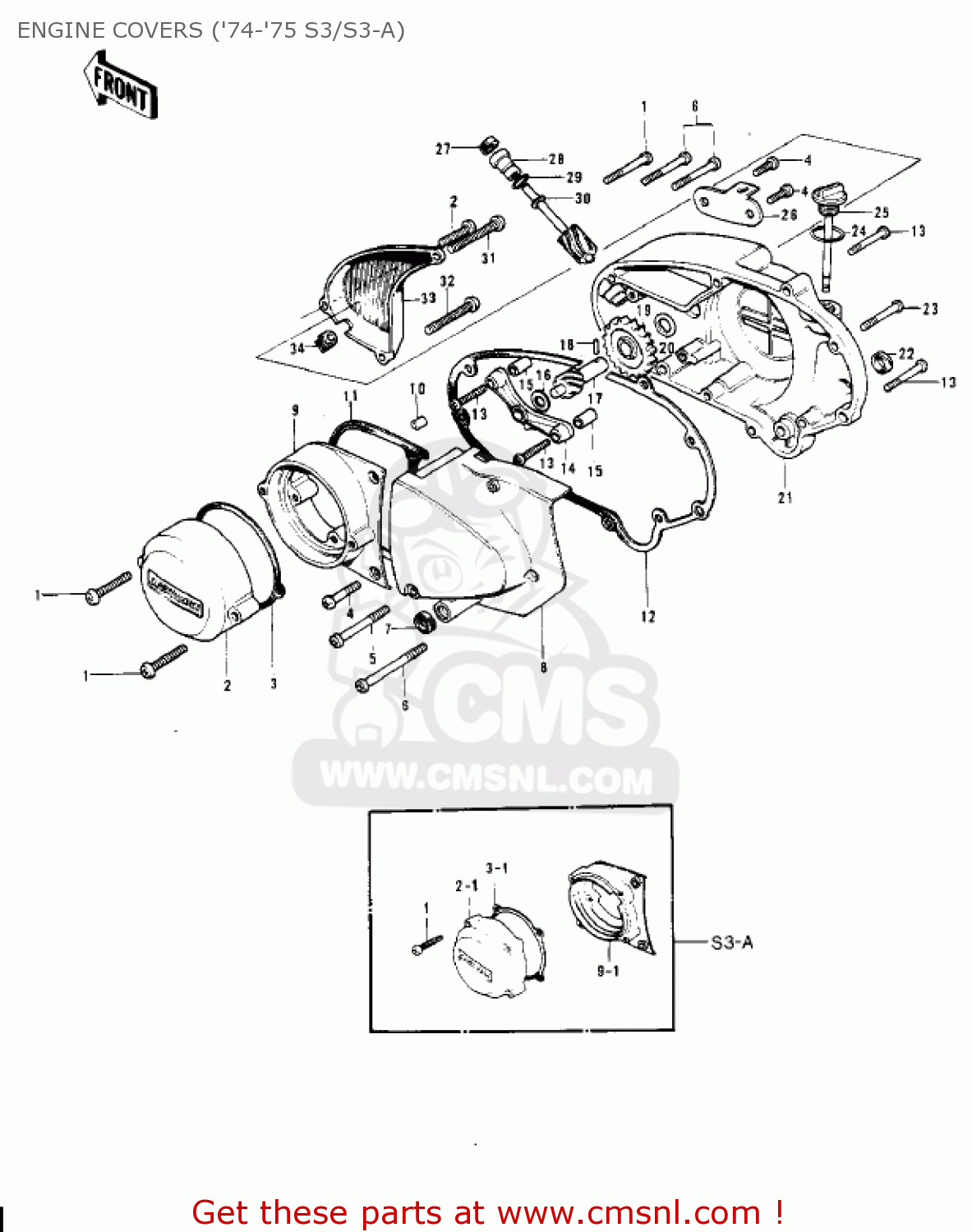 ENGINE COVERS ('74-'75 S3/S3-A) S3 MACH II 1974 USA CANADA