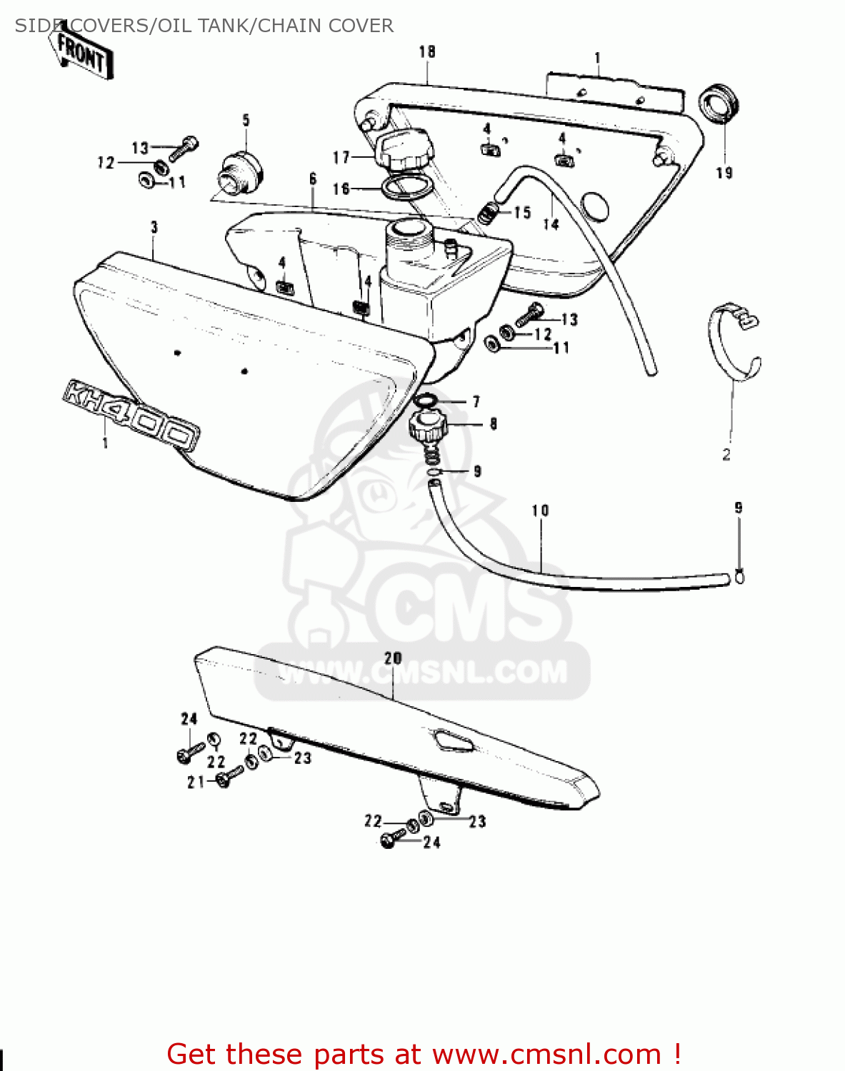 SIDE COVERS/OIL TANK/CHAIN COVER S3 MACH II 1974 USA CANADA