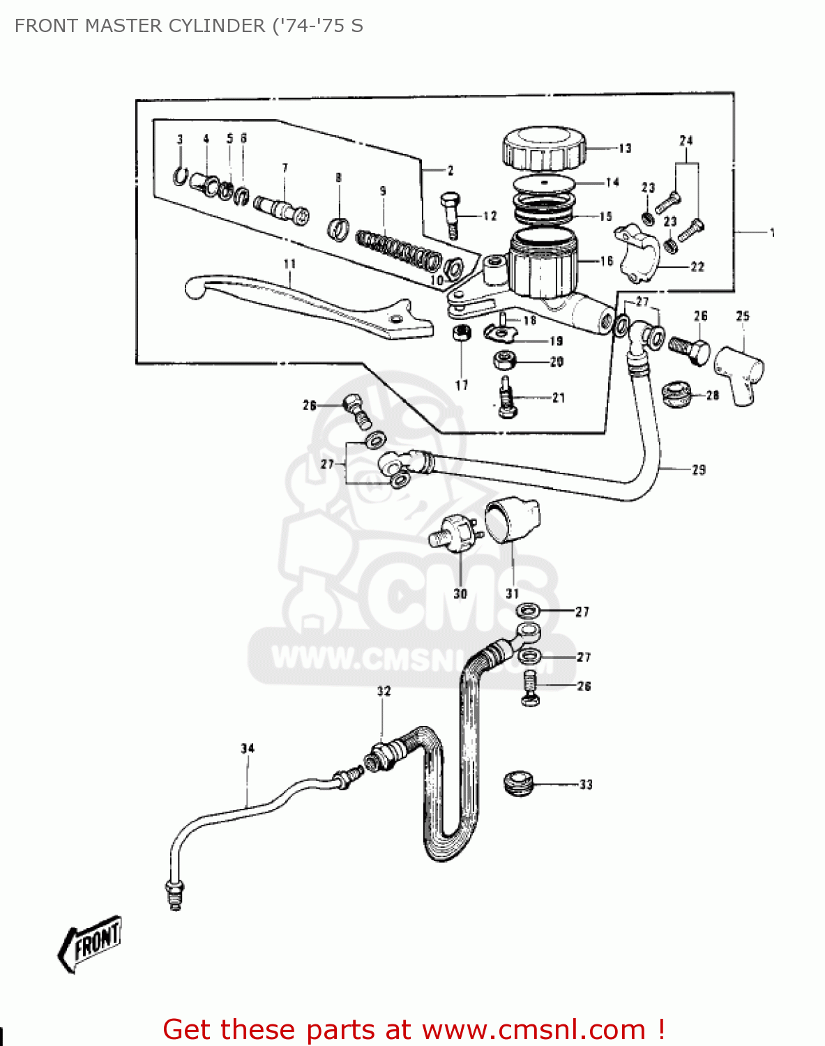 FRONT MASTER CYLINDER ('74-'75 S S3 MACH II 1974 USA CANADA