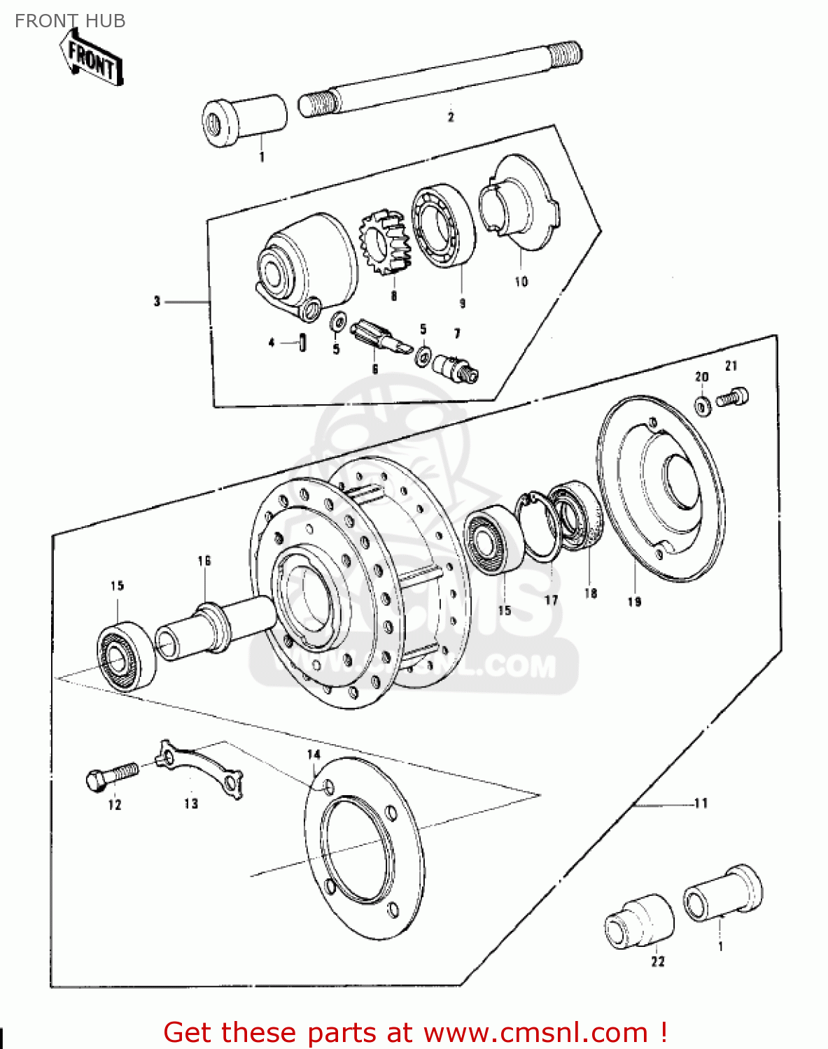 FRONT HUB S3 MACH II 1974 USA CANADA