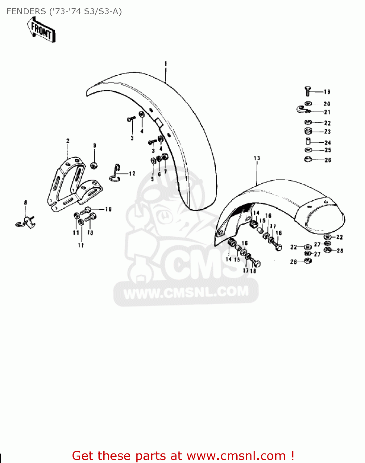 FENDERS ('73-'74 S3/S3-A) S3 MACH II 1974 USA CANADA