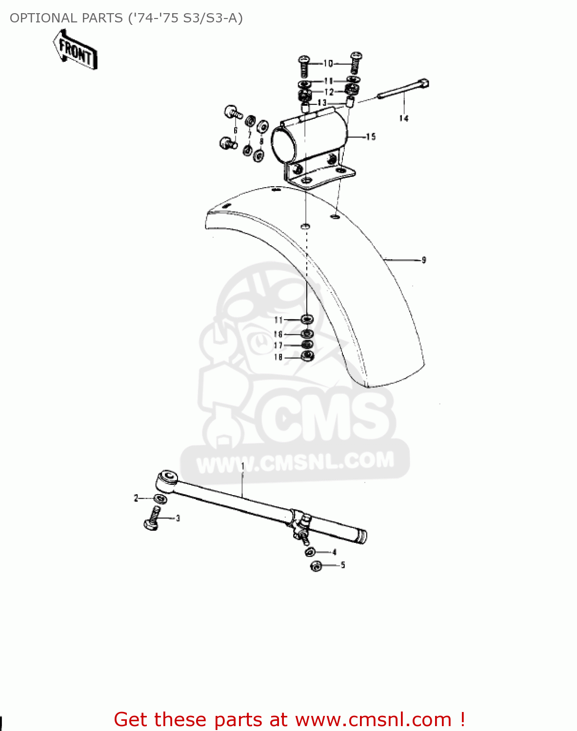 OPTIONAL PARTS ('74-'75 S3/S3-A) S3 MACH II 1974 USA CANADA