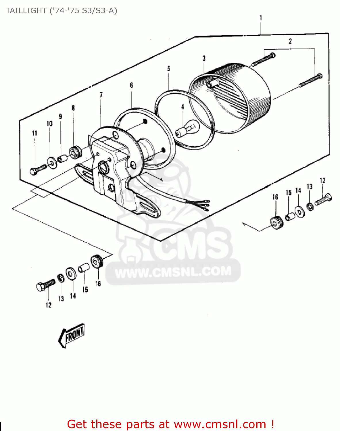 TAILLIGHT ('74-'75 S3/S3-A) S3 MACH II 1974 USA CANADA