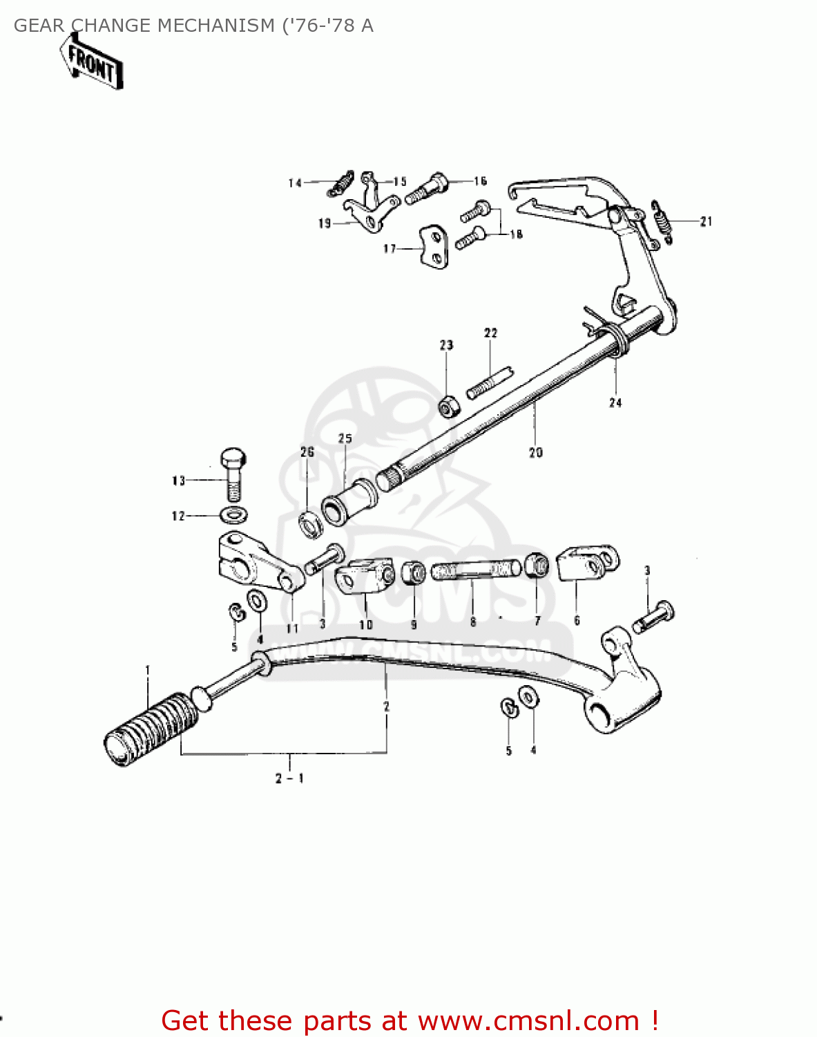 GEAR CHANGE MECHANISM ('76-'78 A S3 MACH II 1974 USA CANADA