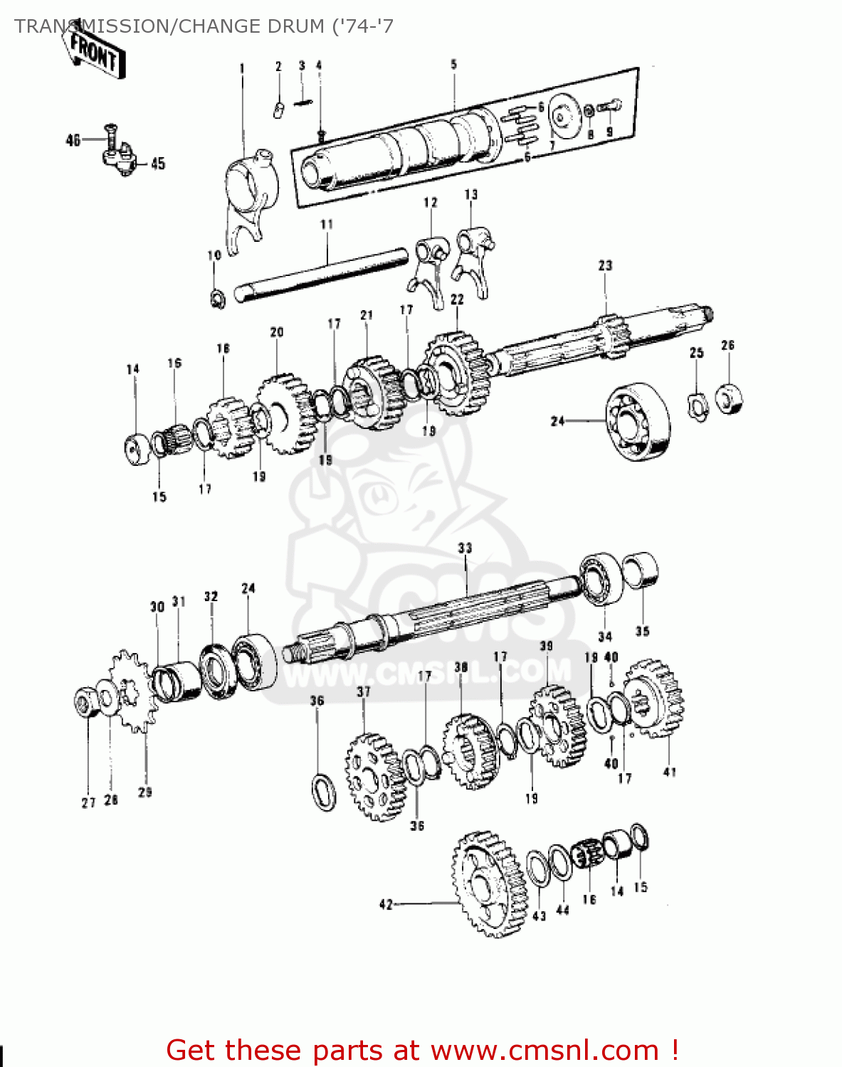 TRANSMISSION/CHANGE DRUM ('74-'7 S3A MACH II 1975 USA CANADA