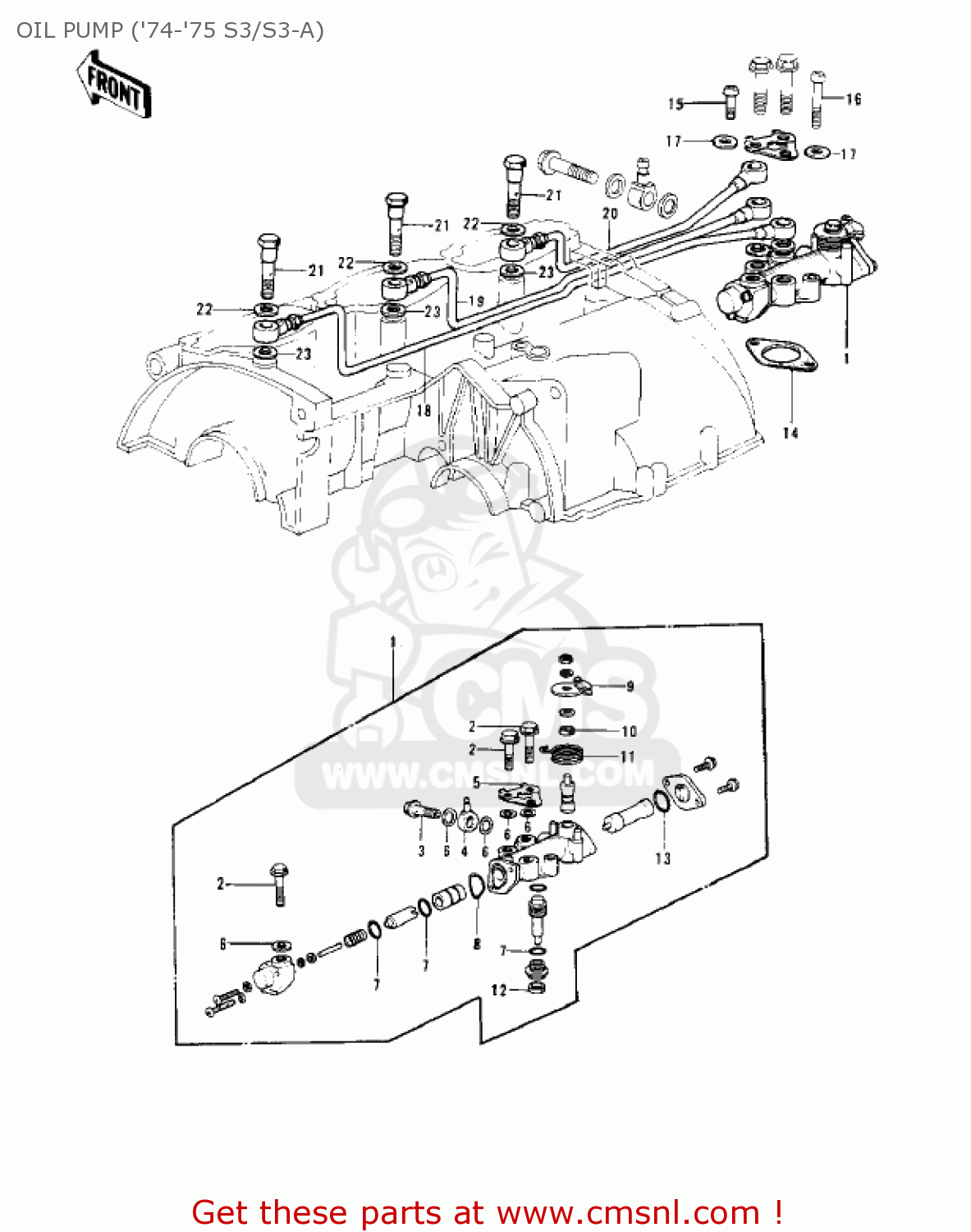 OIL PUMP ('74-'75 S3/S3-A) S3A MACH II 1975 USA CANADA