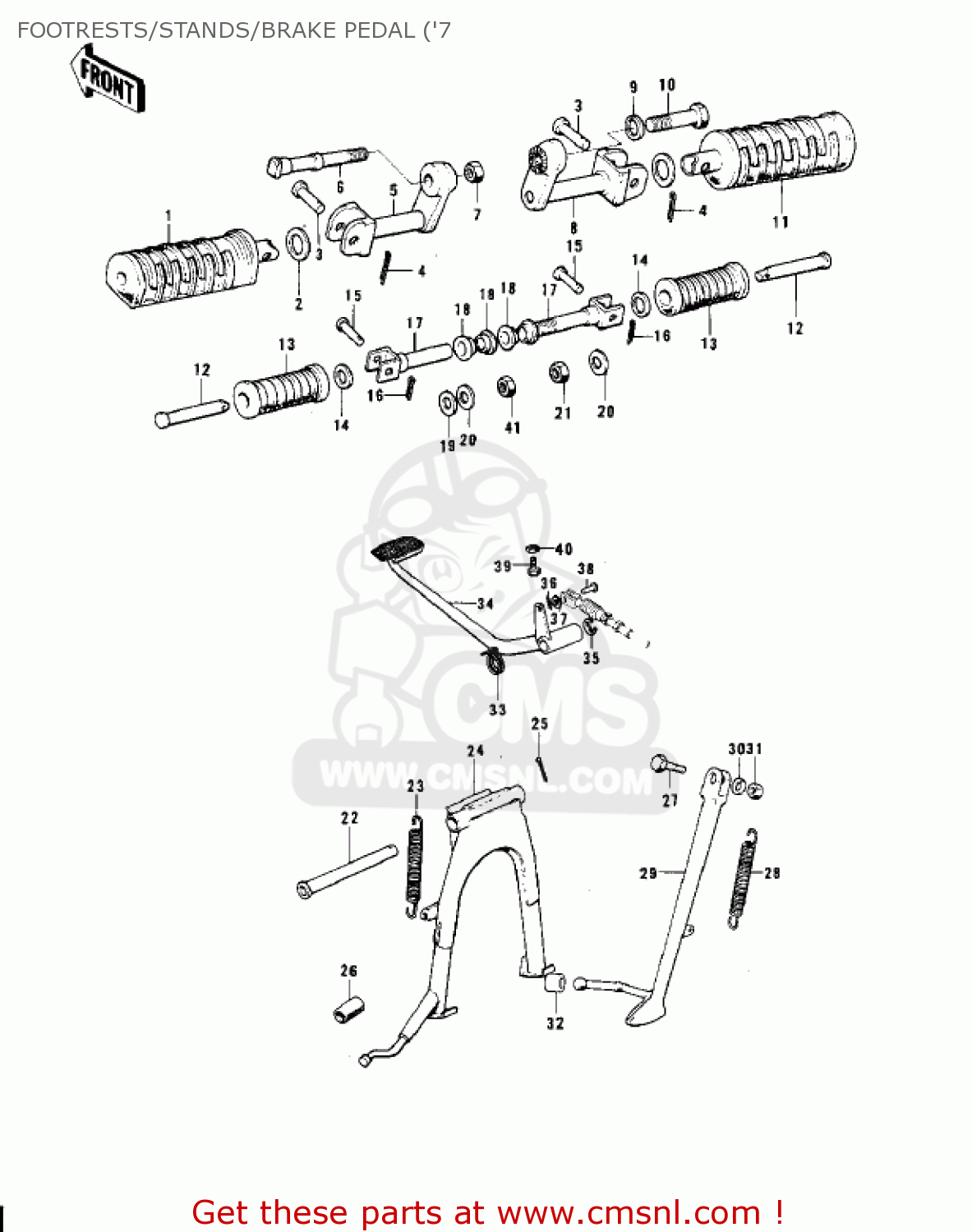 FOOTRESTS/STANDS/BRAKE PEDAL ('7 S3A MACH II 1975 USA CANADA