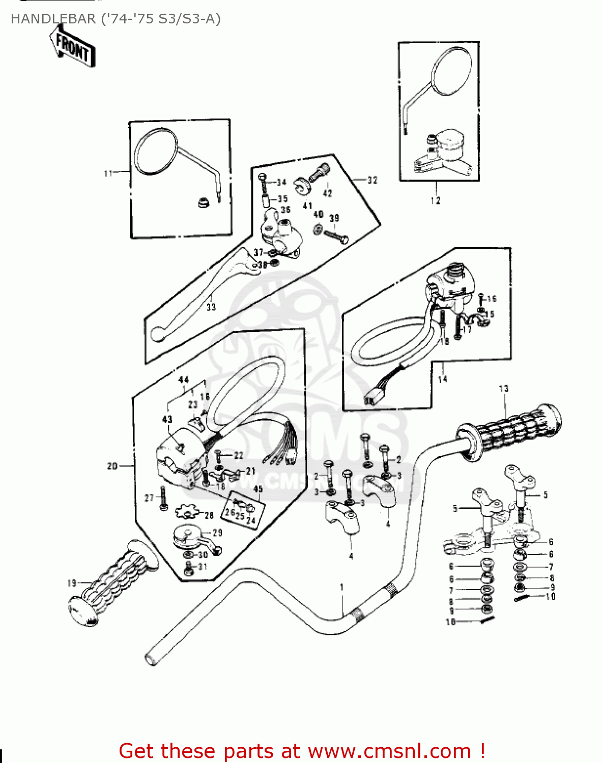 HANDLEBAR ('74-'75 S3/S3-A) S3A MACH II 1975 USA CANADA