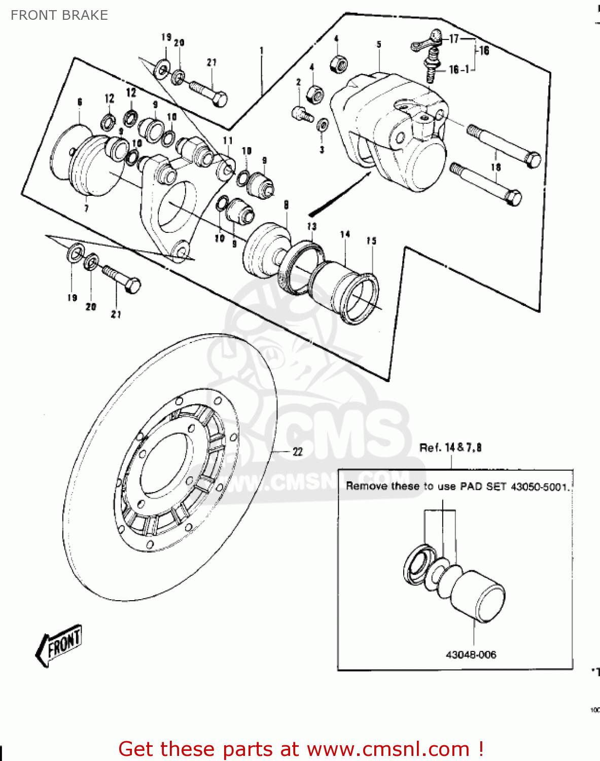 FRONT BRAKE S3A MACH II 1975 USA CANADA