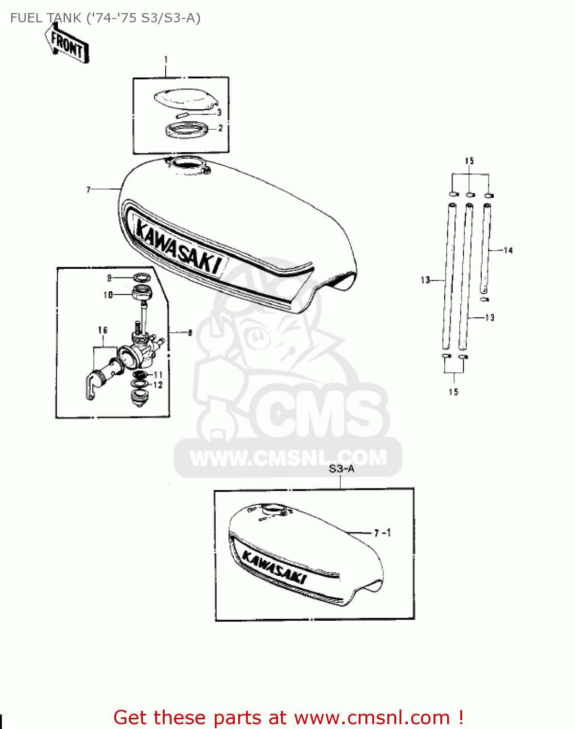 FUEL TANK ('74-'75 S3/S3-A) S3A MACH II 1975 USA CANADA