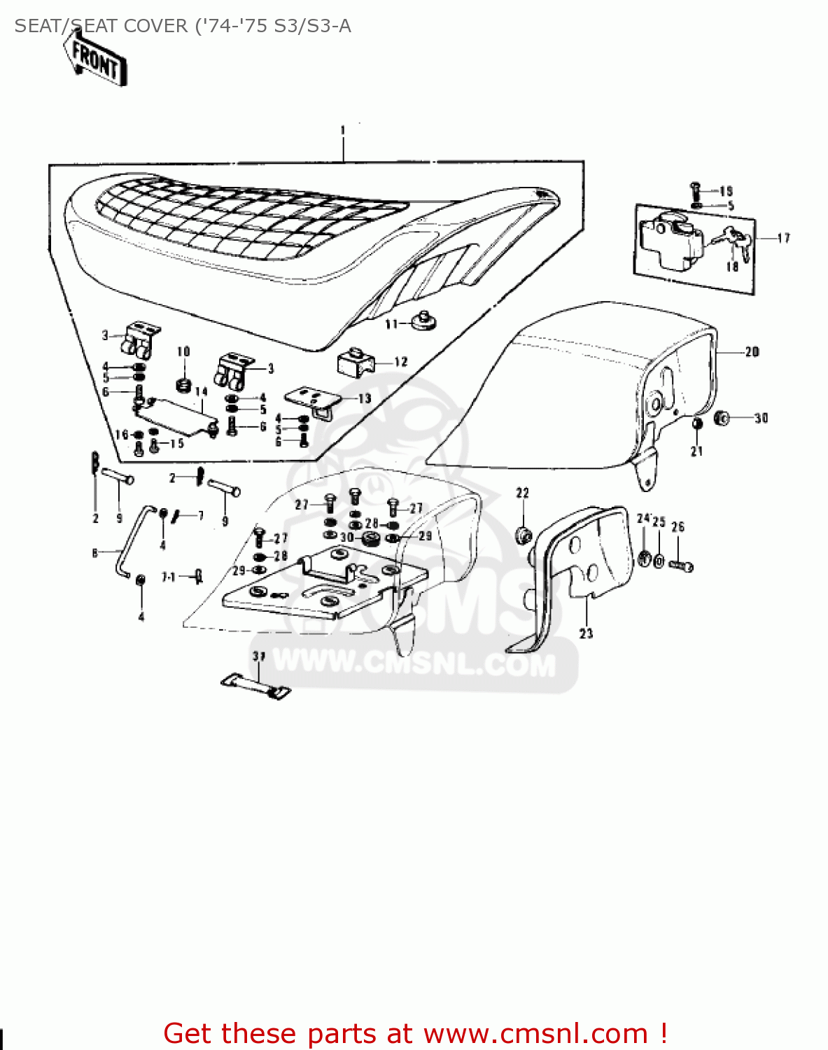 SEAT/SEAT COVER ('74-'75 S3/S3-A S3A MACH II 1975 USA CANADA
