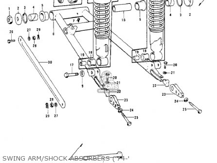 SWING ARM/SHOCK ABSORBERS ('74-' - S3A MACH II 1975 USA CANADA