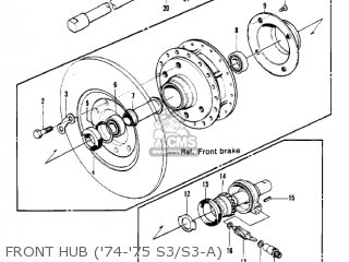 FRONT HUB ('74-'75 S3/S3-A) - S3A MACH II 1975 USA CANADA