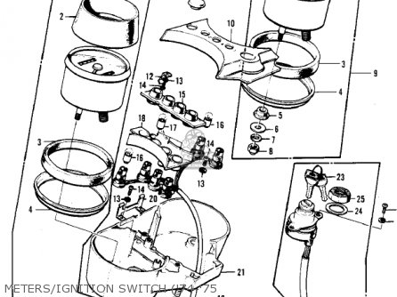 METERS/IGNITION SWITCH ('74-'75 - S3A MACH II 1975 USA CANADA