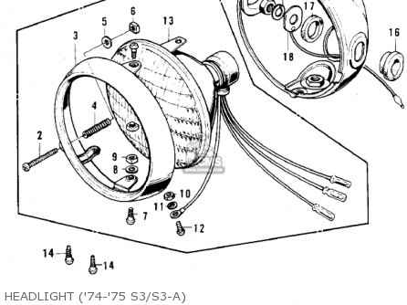 HEADLIGHT ('74-'75 S3/S3-A) - S3A MACH II 1975 USA CANADA