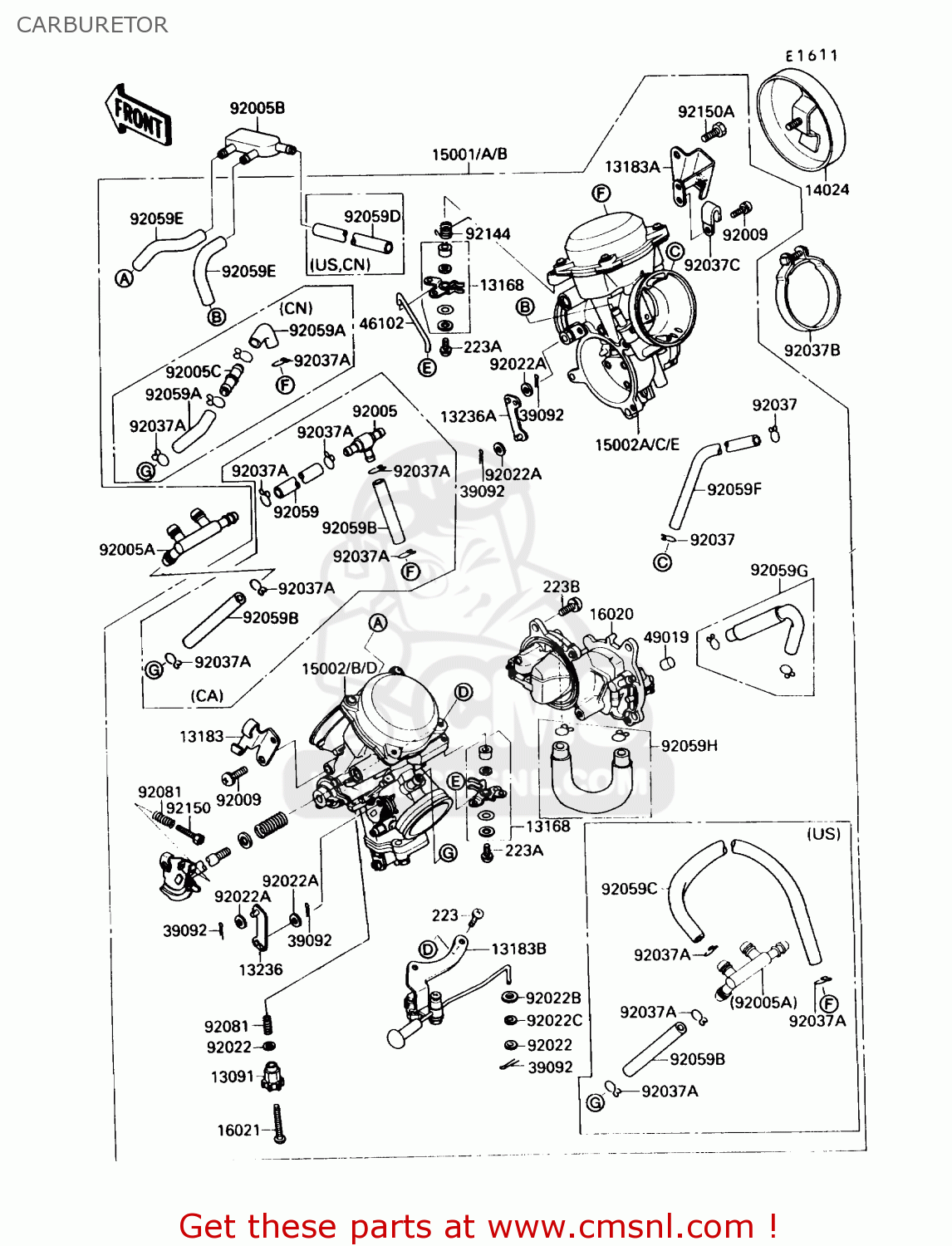 CARBURETOR VN1500A1 VULCAN 88 1987 USA CALIFORNIA CANADA