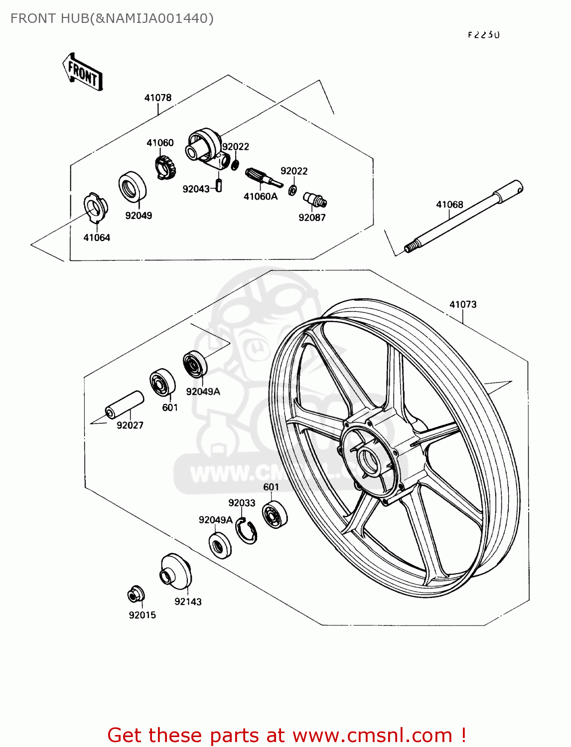FRONT HUB(&NAMIJA001440) VN1500A1 VULCAN 88 1987 USA CALIFORNIA CANADA