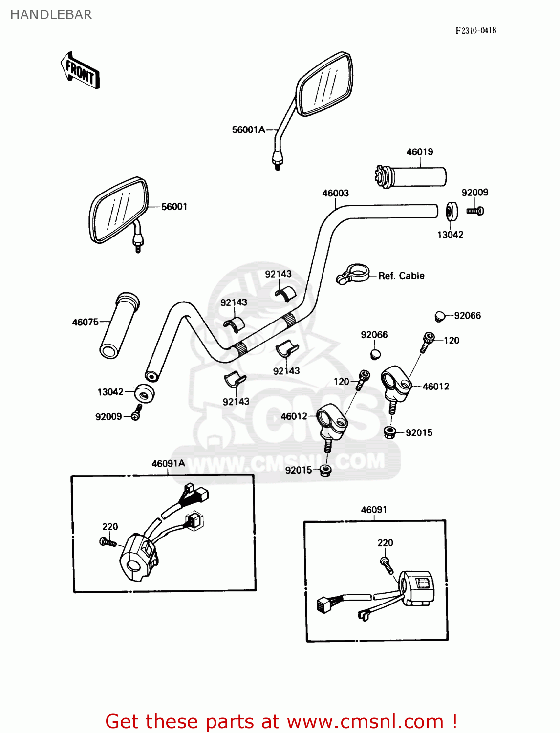 HANDLEBAR VN1500A1 VULCAN 88 1987 USA CALIFORNIA CANADA