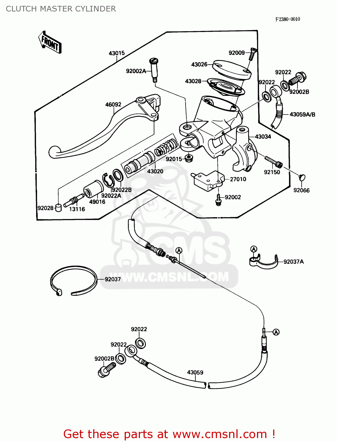CLUTCH MASTER CYLINDER VN1500A1 VULCAN 88 1987 USA CALIFORNIA CANADA