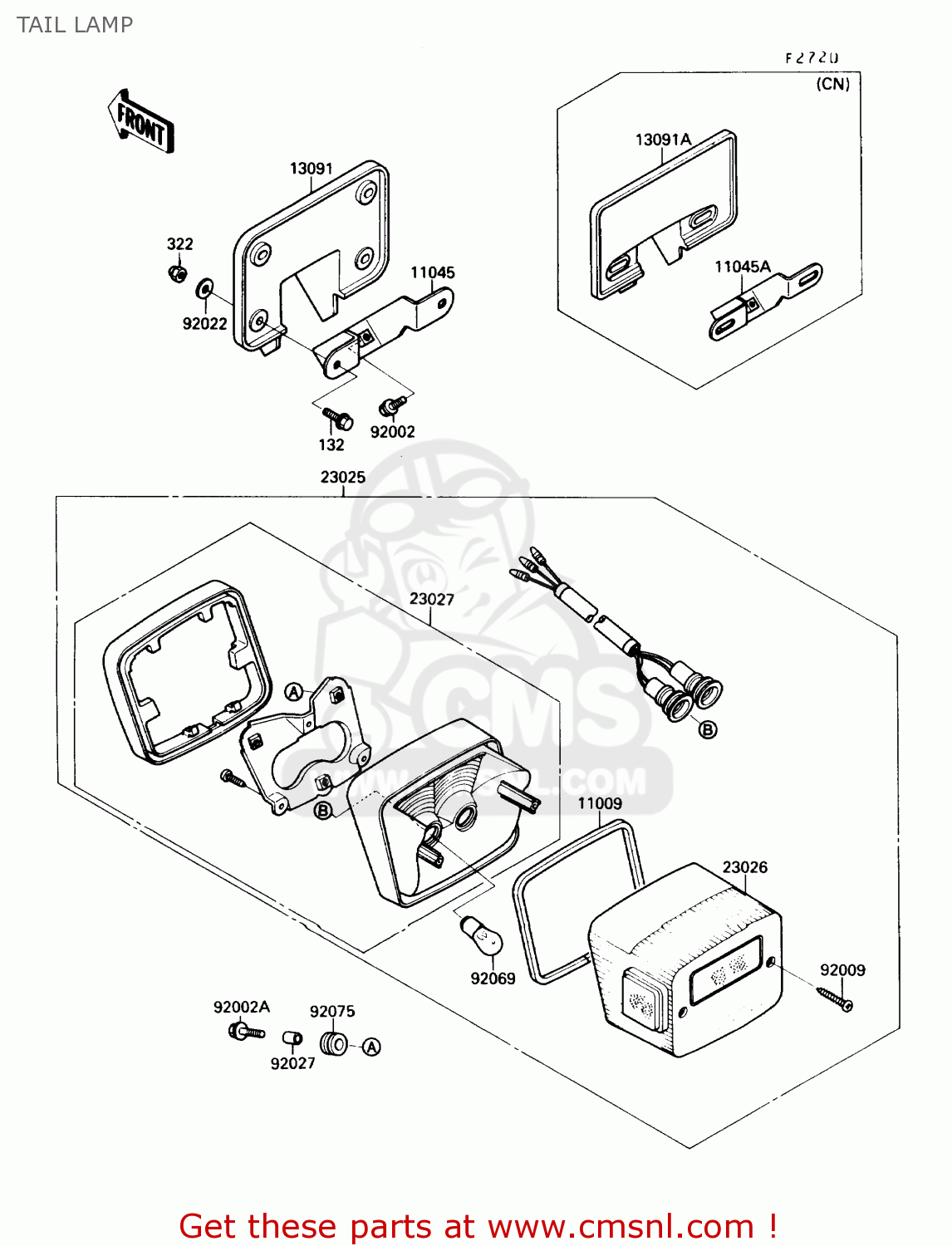 TAIL LAMP VN1500A1 VULCAN 88 1987 USA CALIFORNIA CANADA