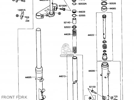 FRONT FORK - VN1500A1 VULCAN 88 1987 USA CALIFORNIA CANADA