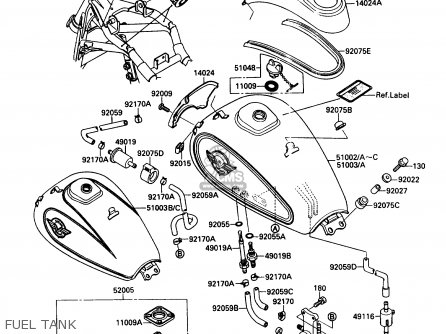 FUEL TANK - VN1500A1 VULCAN 88 1987 USA CALIFORNIA CANADA