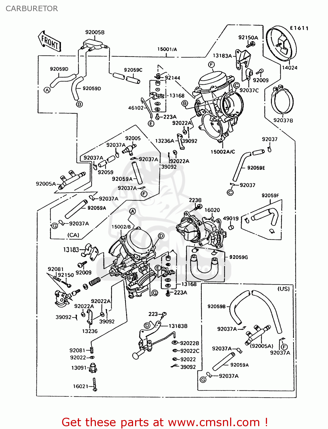 CARBURETOR VN1500A10 VULCAN 1500 1996 USA CALIFORNIA