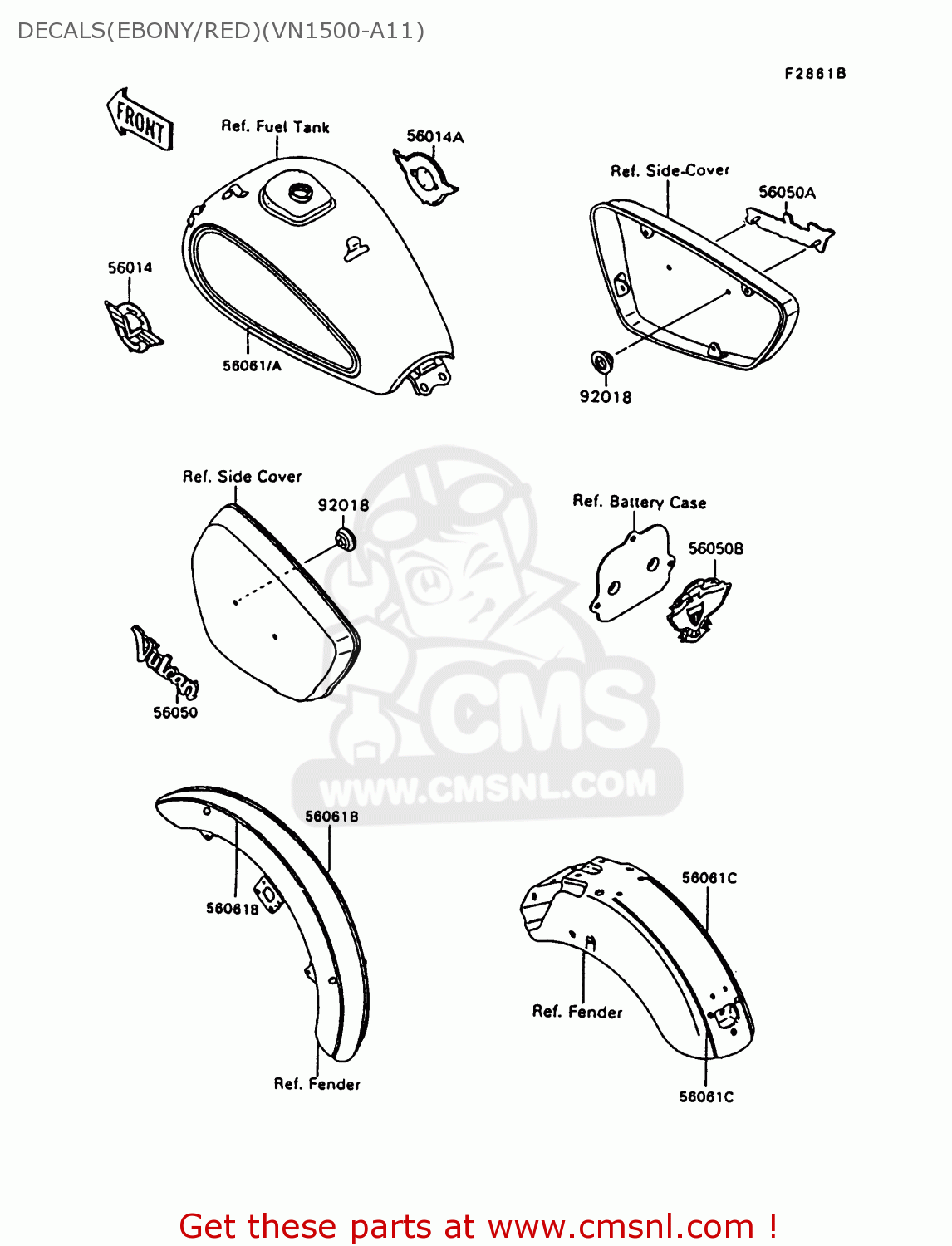 DECALS(EBONY/RED)(VN1500-A11) VN1500A11 VULCAN 1500 1997 USA CALIFORNIA