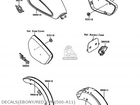 DECALS(EBONY/RED)(VN1500-A11) - VN1500A11 VULCAN 1500 1997 USA CALIFORNIA