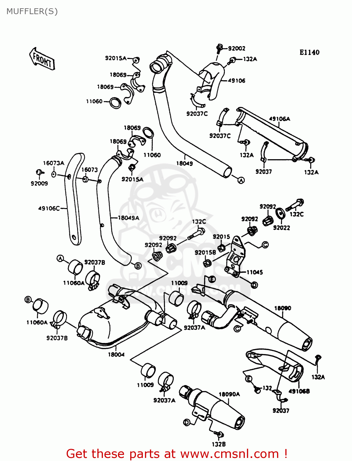 MUFFLER(S) VN1500A12 VULCAN 1500 1998 USA CALIFORNIA